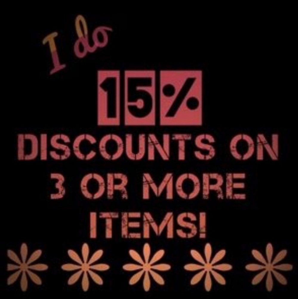 15% off if you bundle 3 or more items!!!!